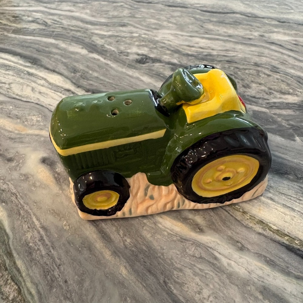 Vintage John Deere Green Ceramic Heritage Tractor Salt or Pepper Shaker